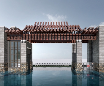 New Chinese Style Facade Element-ID:167110925