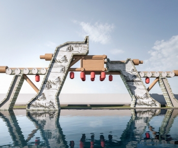 New Chinese Style Facade Element-ID:331890112