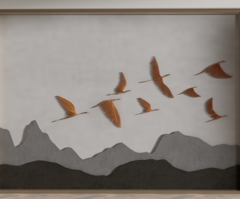 New Chinese Style TV Wall-ID:964829922