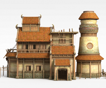 New Chinese Style Building Appearance-ID:497385037