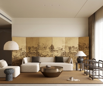 New Chinese Style A Living Room-ID:904541037