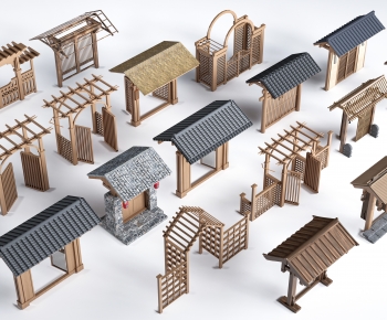 New Chinese Style Facade Element-ID:342642075
