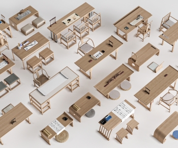 New Chinese Style Computer Desk And Chair-ID:756478074