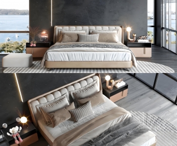 Modern Double Bed-ID:296510931