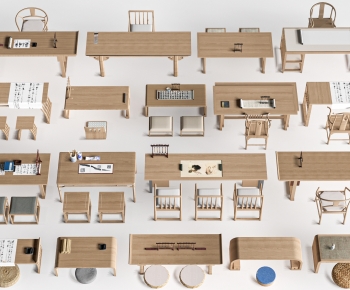 New Chinese Style Computer Desk And Chair-ID:366657029