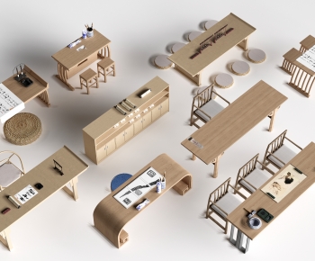 New Chinese Style Computer Desk And Chair-ID:639170895