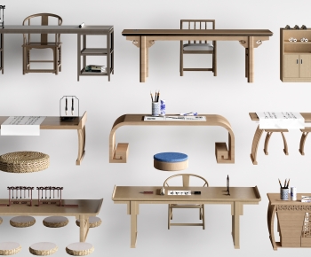 New Chinese Style Computer Desk And Chair-ID:295270922