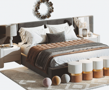 Modern Double Bed-ID:916426901