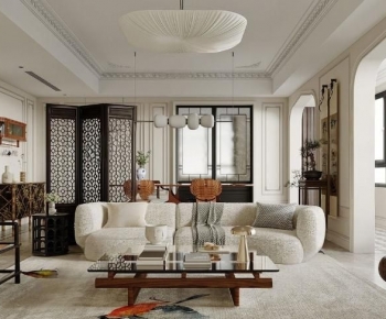 New Chinese Style A Living Room-ID:945466048