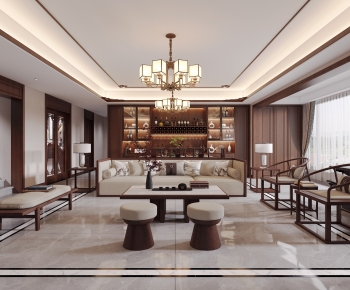 New Chinese Style A Living Room-ID:606216911