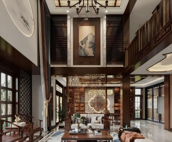 New Chinese Style A Living Room-ID:950541026