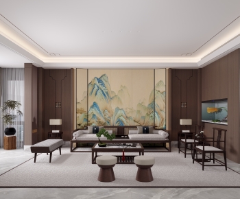 New Chinese Style A Living Room-ID:706918957