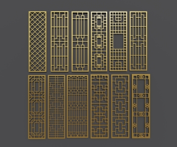 New Chinese Style Metal Screen Partition-ID:350668914