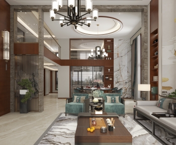 New Chinese Style A Living Room-ID:967106109