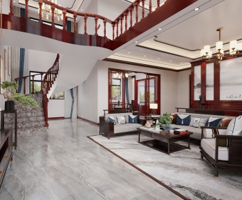 New Chinese Style A Living Room-ID:144743928