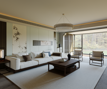 New Chinese Style A Living Room-ID:928450112