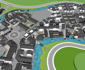 New Chinese Style Architectural Bird's-eye View Planning-ID:376456028