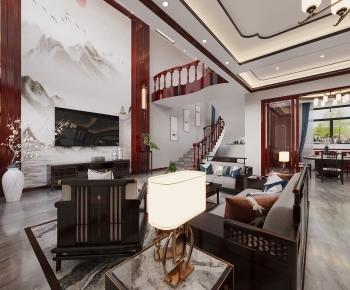 New Chinese Style A Living Room-ID:229079963