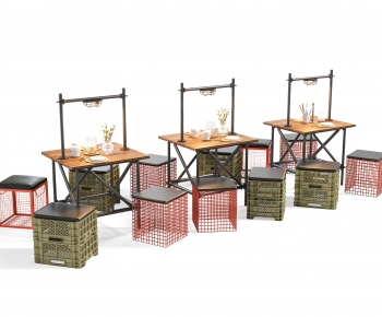 Industrial Style Dining Table And Chairs-ID:648607026