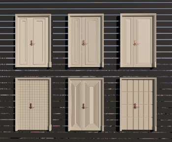 Simple European Style Unequal Double Door-ID:526909111