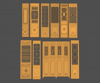 New Chinese Style Metal Screen Partition-ID:998090984