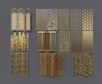 New Chinese Style Metal Screen Partition-ID:576349975