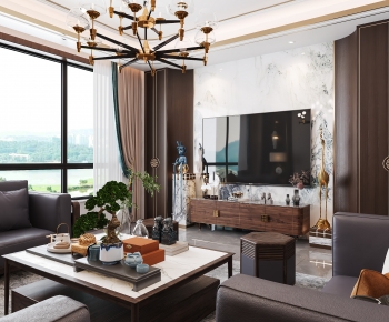 New Chinese Style A Living Room-ID:228580001