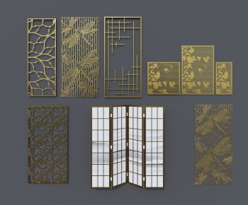 New Chinese Style Metal Screen Partition-ID:715559964