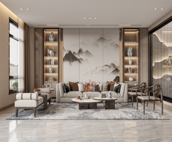 New Chinese Style A Living Room-ID:516182904