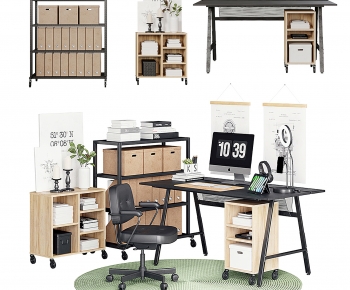 Modern Office Desk And Chair-ID:860522997
