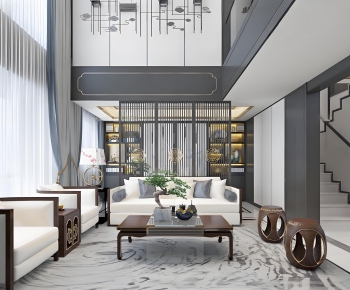 New Chinese Style A Living Room-ID:523412942