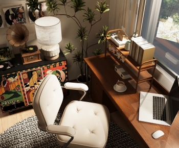 Modern Computer Desk And Chair-ID:334398988