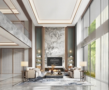 New Chinese Style A Living Room-ID:801908972