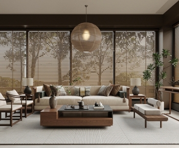 New Chinese Style A Living Room-ID:632759095