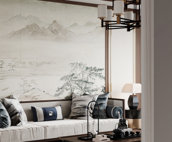 New Chinese Style A Living Room-ID:507261993