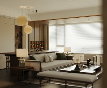 New Chinese Style A Living Room-ID:924849994