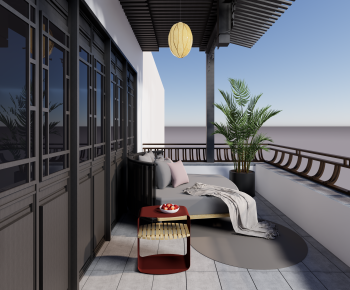 New Chinese Style Leisure Balcony-ID:918164975