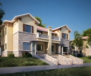 Simple European Style Double Townhouse-ID:808770756