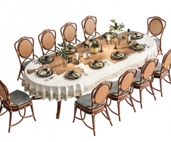Southeast Asian Style Dining Table And Chairs-ID:243822105