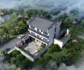 New Chinese Style Architectural Bird's-eye View Planning-ID:964879044