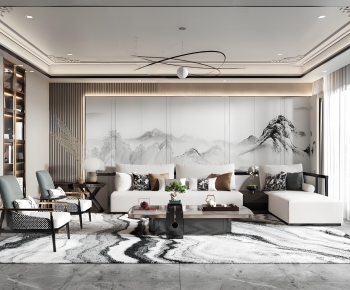 New Chinese Style A Living Room-ID:265511999
