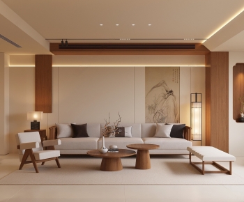 New Chinese Style A Living Room-ID:869652999