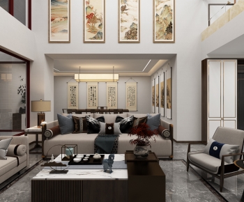 New Chinese Style A Living Room-ID:339855912