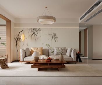 New Chinese Style A Living Room-ID:666884902