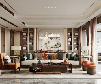 New Chinese Style A Living Room-ID:760350283