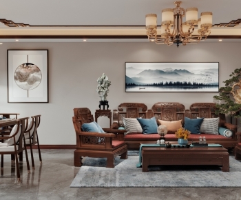 New Chinese Style A Living Room-ID:631771093