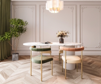 French Style Dining Table And Chairs-ID:504971983