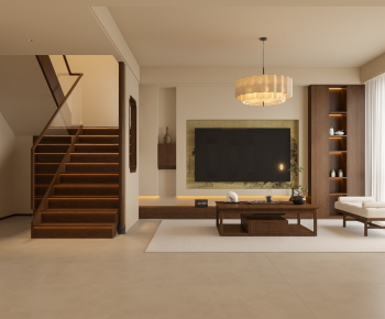 New Chinese Style A Living Room-ID:877707968