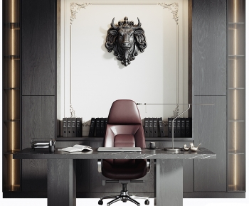 Modern Office Desk And Chair-ID:545347934