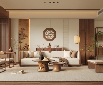 New Chinese Style A Living Room-ID:742337941